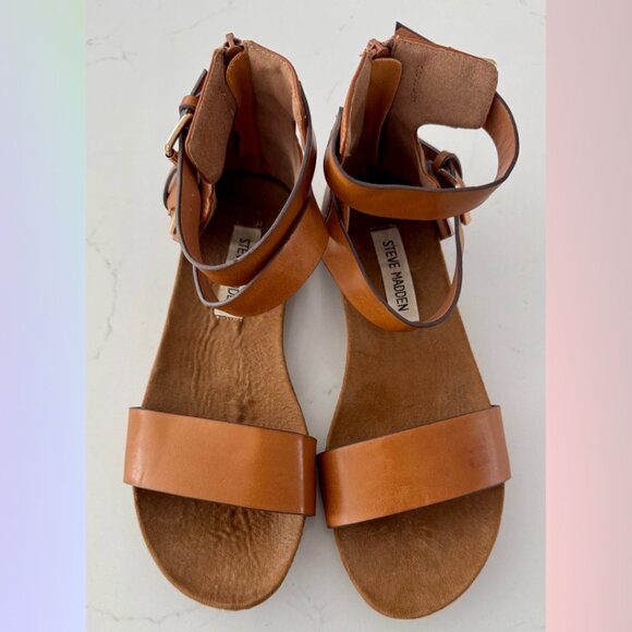 Steve Madden Caramel Leather Gladiator Sandals – Size 37 (US 7) - Picture 1 of 7